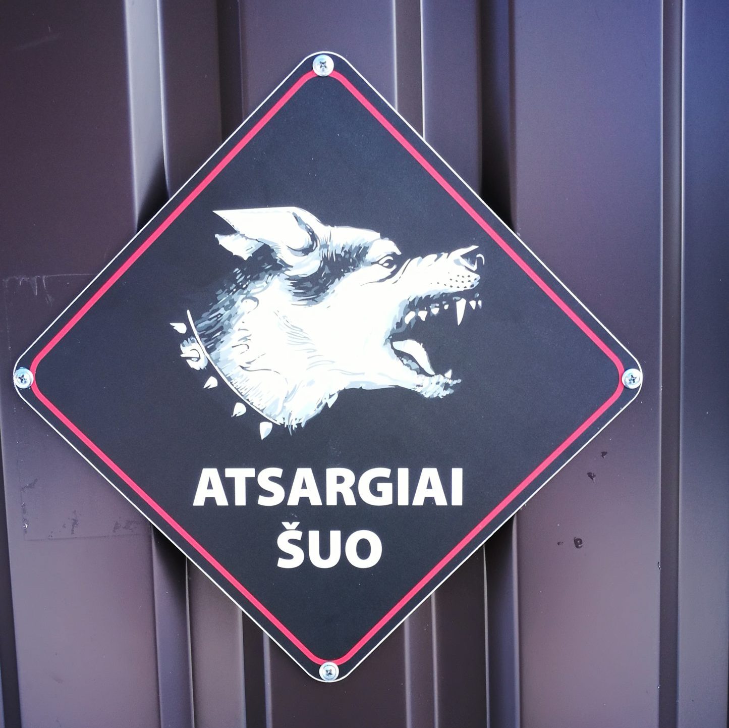 Atsargiai šuo ispėjamoji lentelė www.saugiteritorija.lt